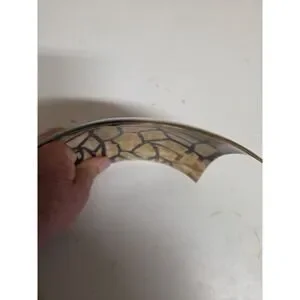 6 Inch Polished Buffalo Horn Decorative Trinket Dish Handpainted Giraffe Pattern