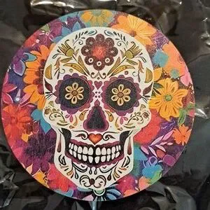 6-Pack Dio De Los Muertos Skull Coasters Floral Skull