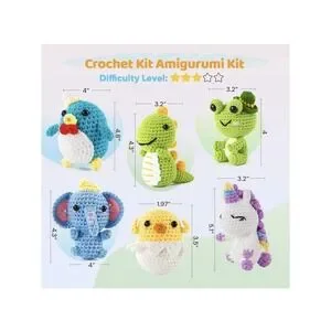6Pcs Crochet Kit For Beginners Crochet Animal Kits DIY Craft For Adults/Kids NEW