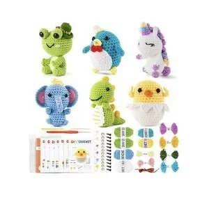 6Pcs Crochet Kit For Beginners Crochet Animal Kits DIY Craft For Adults/Kids NEW