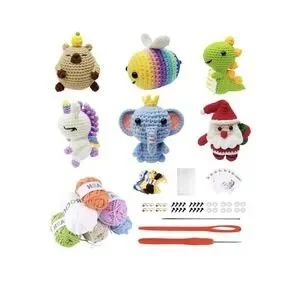 6Pcs Crochet Kit For Beginners Crochet Animal Kits DIY Craft For Adults/Kids NEW