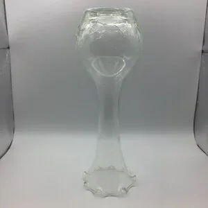 7.5" Crackle Ice Glass Vase Narrow Neck Wavy Fishbowl Mouth Classic Home Decor
