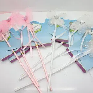 7 Piece Fairy Wands White Pink Girls Party Favors Fairy Wands Dress-Up Princess