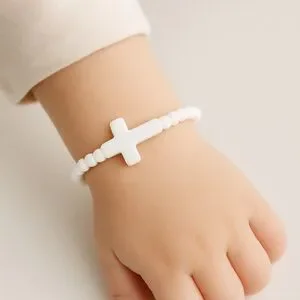 8–Pack Black & White Jesus Cross Bracelets XS Silicone Faith Christian Jewelry