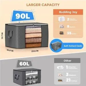 90 L Large Storage Bags 6 Pack Clothes Storage Bins Foldable Closet Organizers
