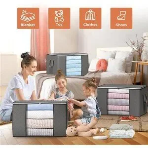 90 L Large Storage Bags 6 Pack Clothes Storage Bins Foldable Closet Organizers