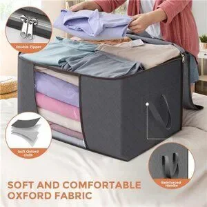 90 L Large Storage Bags 6 Pack Clothes Storage Bins Foldable Closet Organizers