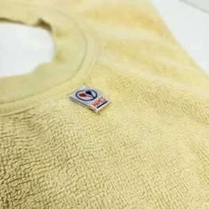 90s VINTAGE HAMCO Baby Bunny Rabbit Pullover Terry Cloth Towel Bib Yellow