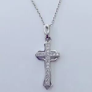925 Silver double cross necklace cz stone