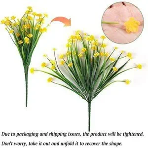 9pcs Artificial Flowers UV Resistant Faux Outdoor Fake Plastic Flowers Cemetery