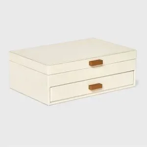 a new day Two Drawer Organizer Jewelry Box with Mirror in Cream and Brown