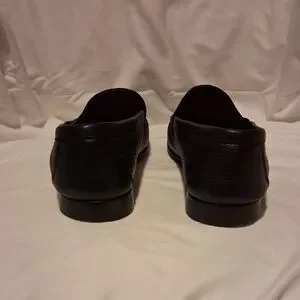 A. Testoni Men's Black Leather Slip-On Loafers