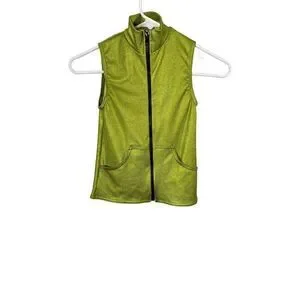 A Wish Come True Metallic Green Vest Dance Costume Size S Unisex Child Zip Up