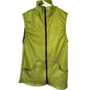 A Wish Come True Metallic Green Vest Dance Costume Size S Unisex Child Zip Up