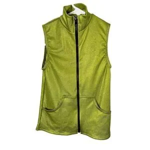 A Wish Come True Metallic Green Vest Dance Costume Size S Unisex Child Zip Up