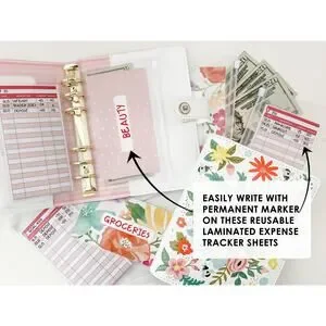 A6 Budget Binder Cash Envelopes Reusable Tracker Sheets Money Binder