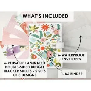 A6 Budget Binder Cash Envelopes Reusable Tracker Sheets Money Binder