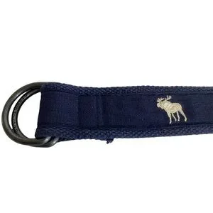 ABERCROMBIE & FITCH Kids Belt Size 8 Navy Blue A+F Moose Logo Adjustable D-ring