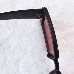 Abigail Black W/ Red Tint Rectangular Sunglasses