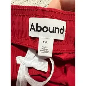 Abound Swim Trunks Shorts Suit Pockets 6.5" Inseam Mens Size 2XL Red 100% Nylon