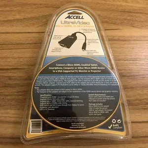 ACCELL Ultra Video Micro HDMI To VGA Adapter W/ Cable - New / Sealed