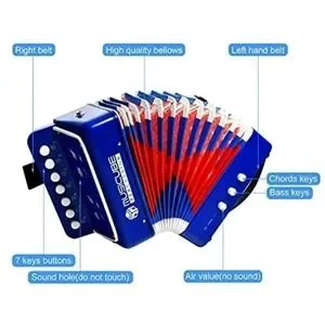 Accordion Instrument Toys 10 Keys Button Small Accordion Music Kids NEW #Toy26