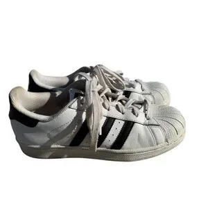 Adidas Superstar Sneakers White Black Clamshell Retro 70’s Sz Big Boy 7