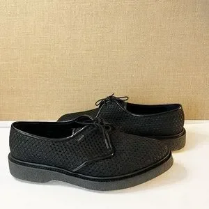 ADIEU PARIS TYPE 1 DERBY SHOE IN BLACK PERFORATED FABRIC Size 45 (US 12)
