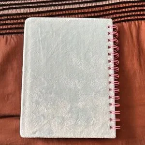 Adorable Cat Embroidered Notebook - Blue And Pink