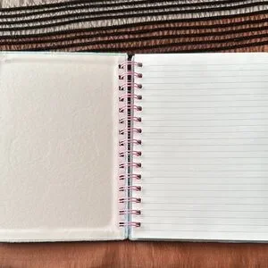 Adorable Cat Embroidered Notebook - Blue And Pink