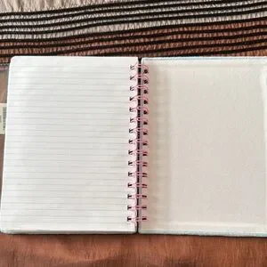 Adorable Cat Embroidered Notebook - Blue And Pink