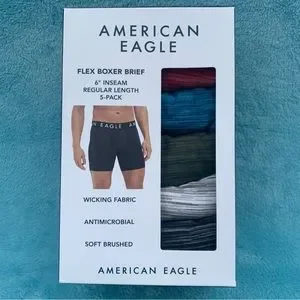 AEO Men's 6" Classic Boxer Brief 5-Pack XS Multi-Color NEW