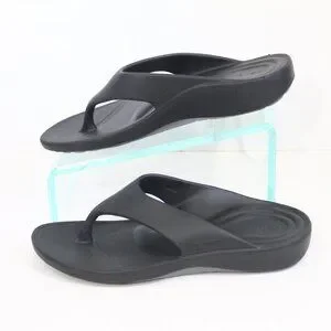 Aetrex Maui Flip Flops Men Sz 10 NEW Sandals Black Orthotic