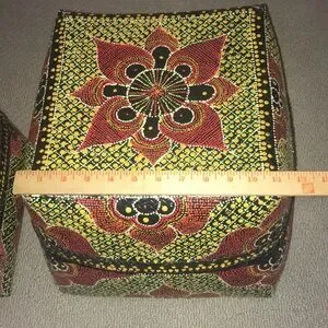 African Hand Painted Woven Storage Boxes