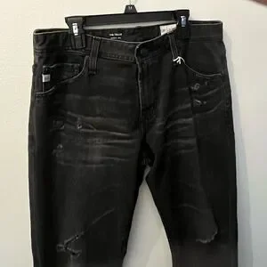 AG Jeans The Tellis Modern Slim Vapor Wash Distressed Black Size 30 NWT