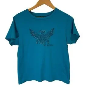 Alaska Rhinestone T-shirt Turquoise Size Medium