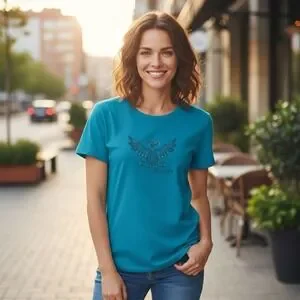 Alaska Rhinestone T-shirt Turquoise Size Medium