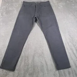 Alex Crane Pants Mens 32 Charcoal Gray Canvas Sham Slim Cotton Twill Button Fly