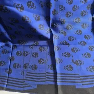 Alexander McQueen Biker Crashed Skull Silk Scarf Bright Blue Black