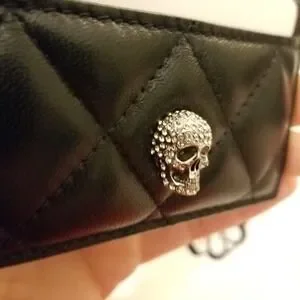 Alexander McQueen Black Wallet With Silver Skull