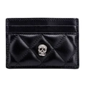 Alexander McQueen Black Wallet with Silver Skull