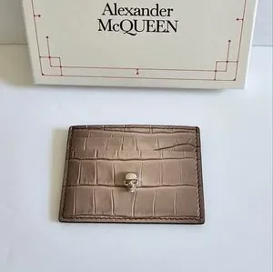 Alexander McQueen Skull Croc Embossed Leather Card Holder Ombre Light Co…
