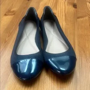 Alfani Blue Quilted Flats With Patent Toe