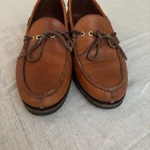 Allen Edmonds Vermont Boat Shoes Brown Leather Moc Toe Loafers Lace Men Size 11