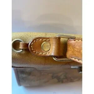 Alviero Martini Womens Handbag Map Brown Prima Classe Luxury Leather Bag