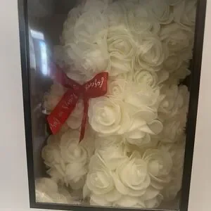 Always -and- Forever Flower Bear White - Valentine Birthday & Anniversary Gift