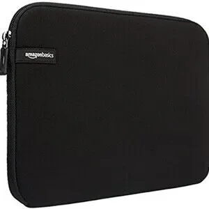AMAZON BASICS Black Laptop Sleeve Case Top Loading Zip Up Slim Design Neoprene