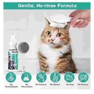 Amazon Waterless Cat Shampoo With Brush - White And Green