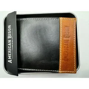 AMERICAN BISON GENUINE LEATHER BLACK AND BROWN MEN'S WALLET FAST SHIPPING