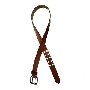 American Eagle Men’s Brown Leather Belt With Silver Double Prong Buckle